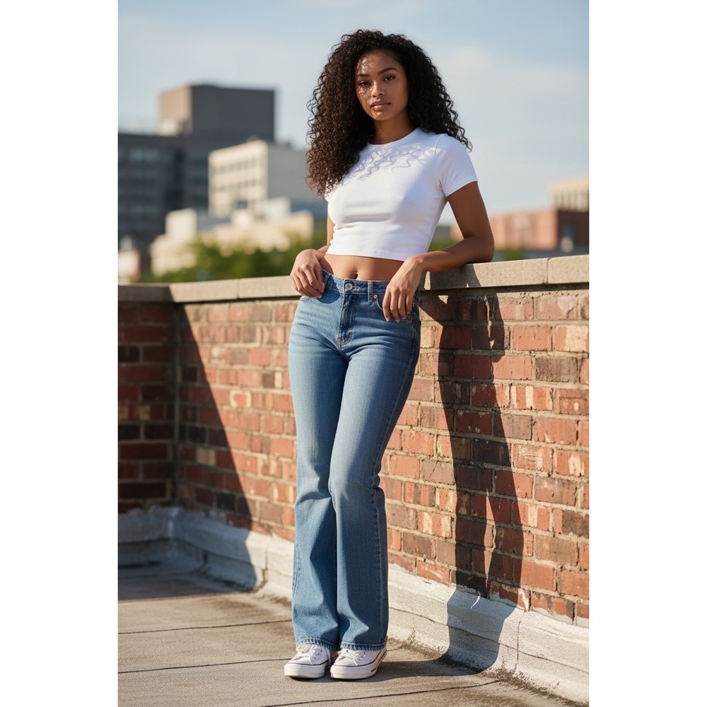 Apple Bottoms Women's Blue Bootcut‎ Jeans  Y2K Size 13/14 Medium Wash Denim flaw
